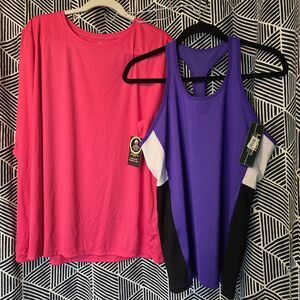 NWT Ralph Lauren XL Racer Tank Top w/Bra & Athletic Wks Hot Pink Sleeved XXL Lot